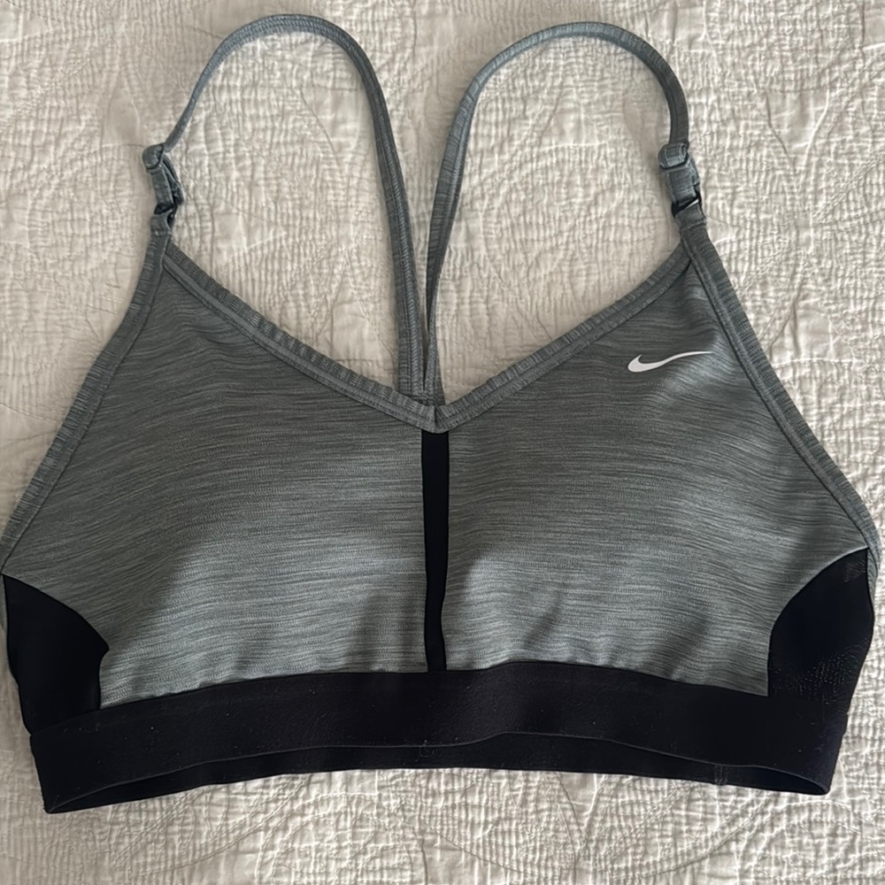 Nike Women's Gray and Black Sports Bra